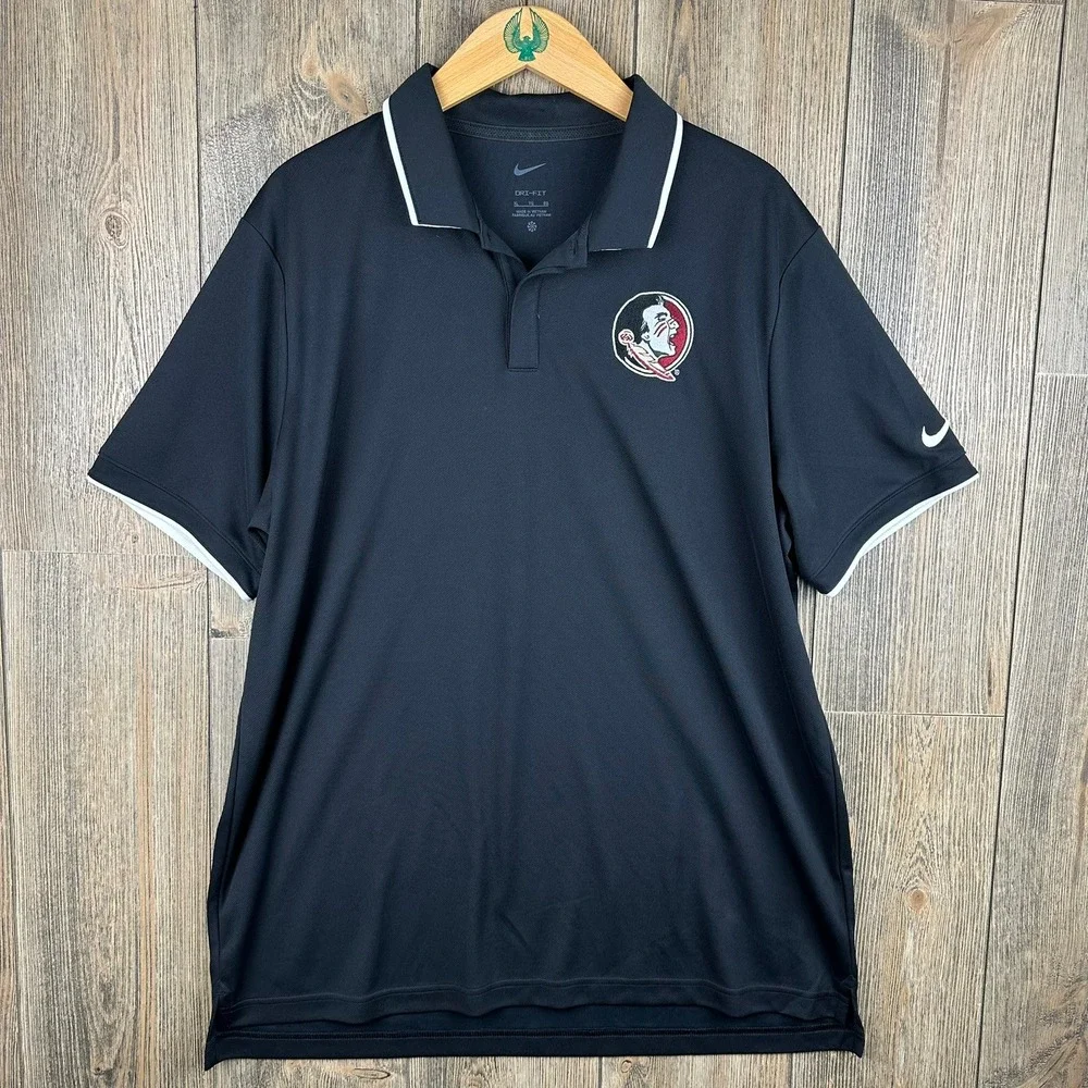 Nike Florida State Seminoles Dri-FIT Polo Shirt Men's XL Golf Performance Black